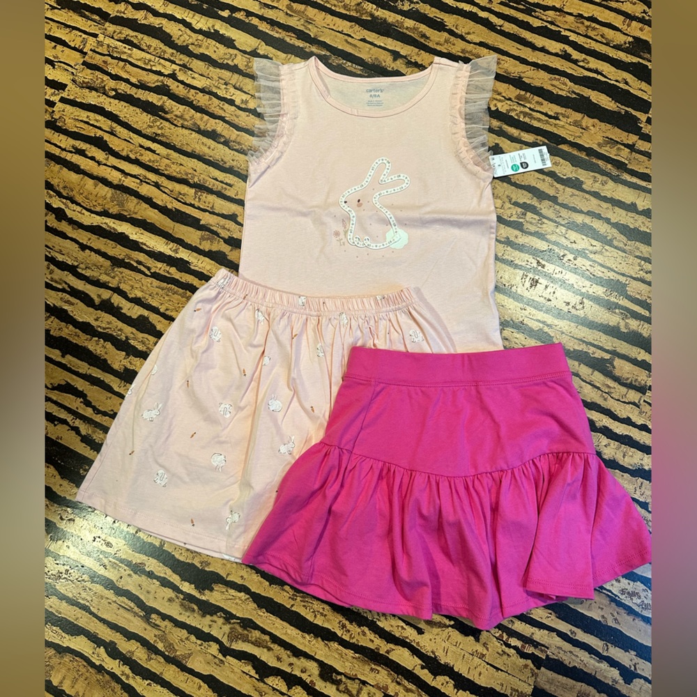 LAST DAY 
NWT Easter bunny tulle trim tank skorts Carter’s Children’s Place